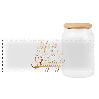 La vie est meilleure quand on chante de l’art de citations - Boîte à biscuits avec couvercle en bois - blanc - Devant