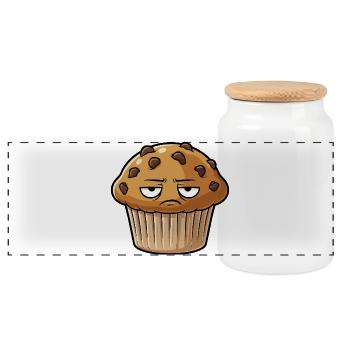 Grimmiger Muffin Gesicht - Panorama Keksdose mit Holzdeckel - Weiß - Vorne