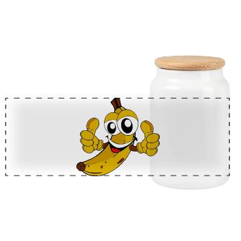Banane joyeuse - Boîte à biscuits avec couvercle en bois - blanc - Devant