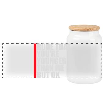 Rude that you're younger than me but ok Birthday - Panoramic Cookie Jar with Wooden Lid - white - Front