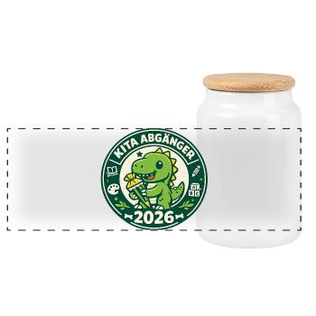 Kita Absolvent 2026 Kinder Lustig - Panoramic Cookie Jar with Wooden Lid - white - Front