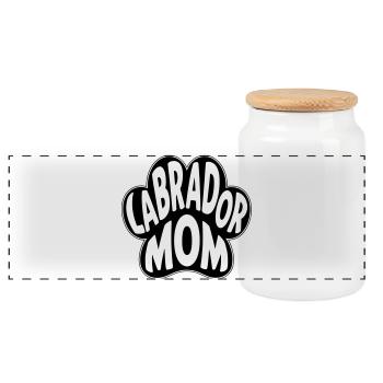 Motif de maman labrador, maman - Boîte à biscuits avec couvercle en bois - blanc - Devant