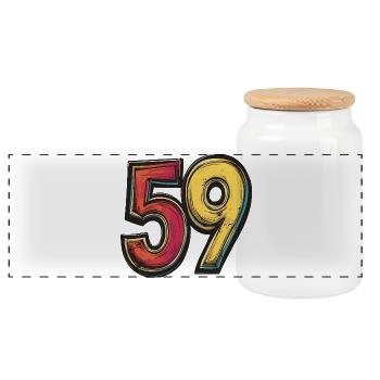 59 Number Colorful - Panoramic Cookie Jar with Wooden Lid - white - Front