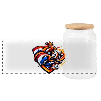 Football des Royal Holland Lions - Boîte à biscuits avec couvercle en bois - blanc - Devant