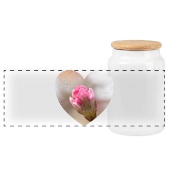 Spring love a pink blossom heart - Panoramic Cookie Jar with Wooden Lid - white - Front
