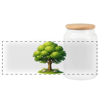 Arbre au soleil - Boîte à biscuits avec couvercle en bois - blanc - Devant