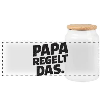 Papa s’en occupe – Drôle de cadeau de papa - Boîte à biscuits avec couvercle en bois - blanc - Devant