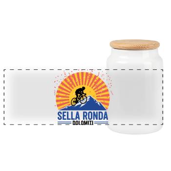 Boucle cyclable des Dolomites de Sella Ronda en Italie - Boîte à biscuits avec couvercle en bois - blanc - Devant