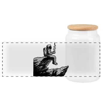 Astronaute Café Espace Falaise - Boîte à biscuits avec couvercle en bois - blanc - Devant