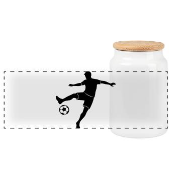 Soccer Player Makes Trick Soccer Monochrome Motif - Panoramic Cookie Jar with Wooden Lid - white - Front