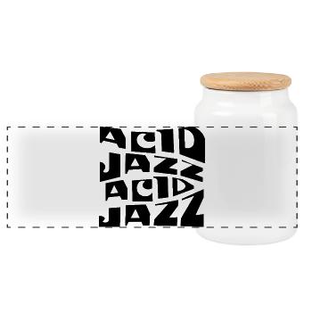 Design eines Acid-Jazz-Musikplakats - Panorama Keksdose mit Holzdeckel - Weiß - Vorne