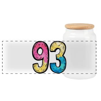 93 Number Colorful - Panoramic Cookie Jar with Wooden Lid - white - Front