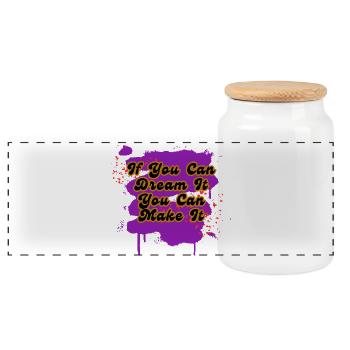If You Can Dream It You Can Make It - Panorama Keksdose mit Holzdeckel - Weiß - Vorne
