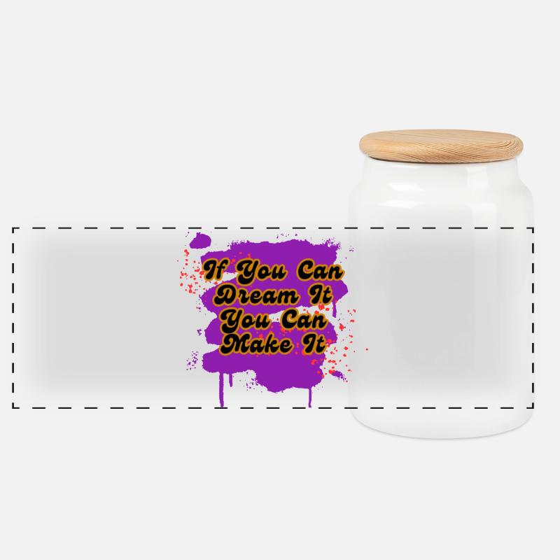 If You Can Dream It You Can Make It - Panorama Keksdose mit Holzdeckel - Weiß