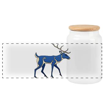Pictish Stag - Panoramic Cookie Jar with Wooden Lid - white - Front