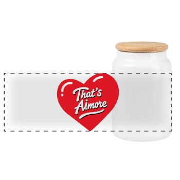 C’est le jeu de mots « AiMore » avec elle - Boîte à biscuits avec couvercle en bois - blanc - Devant