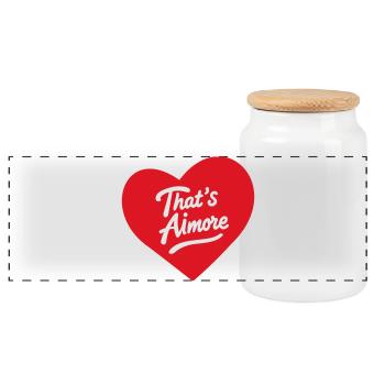 « C’est Aimore » jeu de mots avec cœur - Boîte à biscuits avec couvercle en bois - blanc - Devant