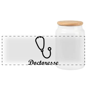 Doctoresse stéthoscope médical femme - Boîte à biscuits avec couvercle en bois - blanc - Devant
