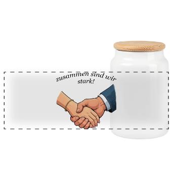 Hands Parr Cohesion - Panoramic Cookie Jar with Wooden Lid - white - Front