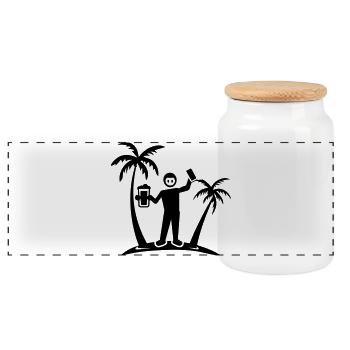 Party Urlaub Insel Bier - Panorama Keksdose mit Holzdeckel - Weiß - Vorne