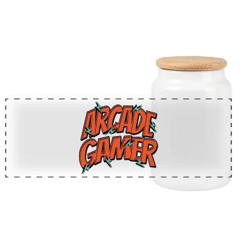 Retro Vintage 80s Arcade Gamer T-Shirt - Panoramic Cookie Jar with Wooden Lid - white - Front