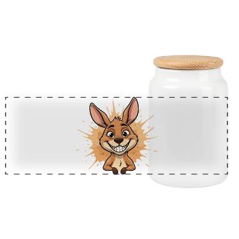 Happy Kangaroo Splash - Panoramic Cookie Jar with Wooden Lid - white - Front