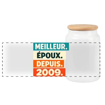 Meilleur Époux Depuis 2009 Anniversaire - Boîte à biscuits avec couvercle en bois - blanc - Devant