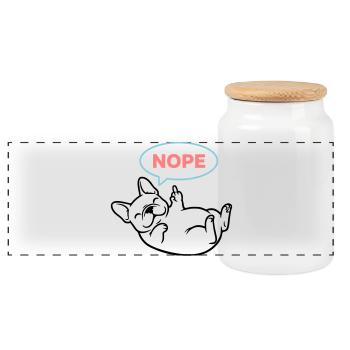 Frenchie Hund Nope Comic Bunt - Panorama Keksdose mit Holzdeckel - Weiß - Vorne