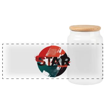 Star Grunge Circle Design - Panoramic Cookie Jar with Wooden Lid - white - Front