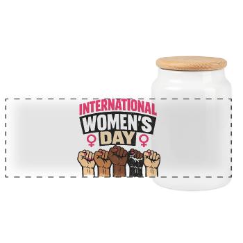 Journée internationale des femmes - Célébrez l’égalité ! - Boîte à biscuits avec couvercle en bois - blanc - Devant