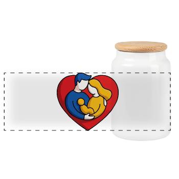 Câlin de famille réconfortant - Boîte à biscuits avec couvercle en bois - blanc - Devant