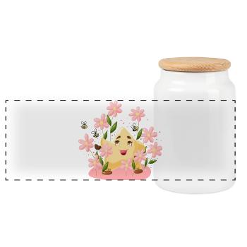 Twinki l'étoile et les fleurs - Boîte à biscuits avec couvercle en bois - blanc - Devant