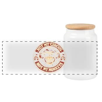 Not my circus, not my monkeys - Panoramic Cookie Jar with Wooden Lid - white - Front