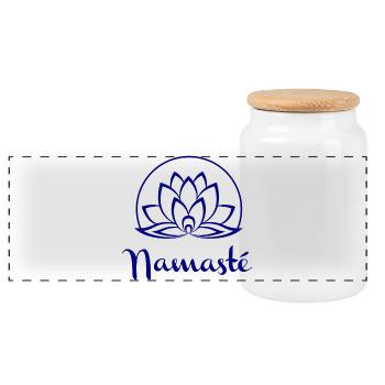 Namasté Lotus Mandala - Boîte à biscuits avec couvercle en bois - blanc - Devant