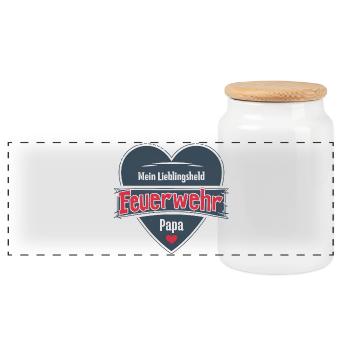 Firefighter Dad My Favorite Hero Gift - Panoramic Cookie Jar with Wooden Lid - white - Front