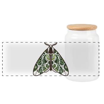 Papillon de nuit feuilluaire verdoyant - Boîte à biscuits avec couvercle en bois - blanc - Devant