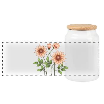 Fleur - Boîte à biscuits avec couvercle en bois - blanc - Devant