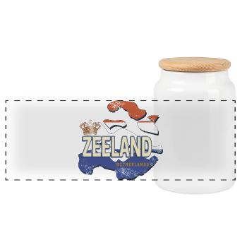 Souvenir de Zélande Pays-Bas avec carte Hollande - Boîte à biscuits avec couvercle en bois - blanc - Devant