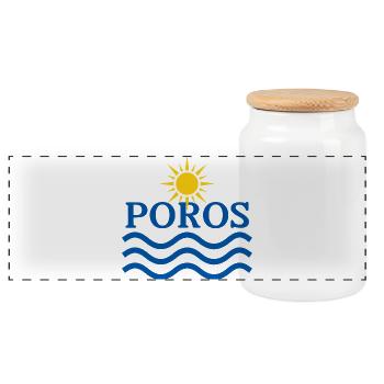 Poros Sun Waves Design - Panorama Keksdose mit Holzdeckel - Weiß - Vorne