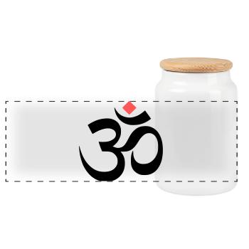 Méditation yoga en signe om - Boîte à biscuits avec couvercle en bois - blanc - Devant
