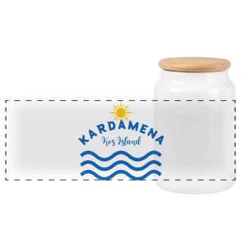 Kardamena Kos Island Sun Waves - Panoramic Cookie Jar with Wooden Lid - white - Front