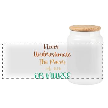 Pregnancy Hospital Nurse - Panoramic Cookie Jar with Wooden Lid - white - Front