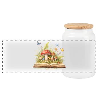 Magic book with forest illustration - Panoramic Cookie Jar with Wooden Lid - white - Front