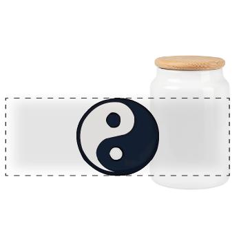 YinYang Contraste bleu foncé - Boîte à biscuits avec couvercle en bois - blanc - Devant