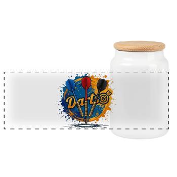 Dartsplash - Panoramic Cookie Jar with Wooden Lid - white - Front