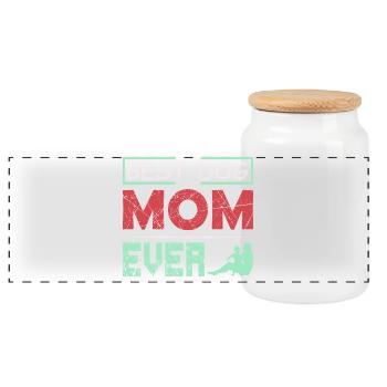 Best Dog Mom Ever Funny Pet Mom Shirt - Panoramic Cookie Jar with Wooden Lid - white - Front