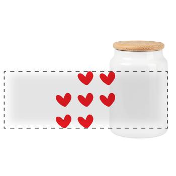 I Love You Hearts Typography Graphic - Panorama Keksdose mit Holzdeckel - Weiß - Vorne