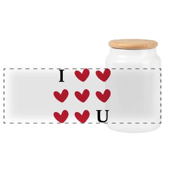 I Love You Red Heart Pattern Valentine Romance Art - Panorama Keksdose mit Holzdeckel - Weiß - Vorne