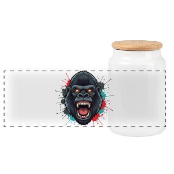 Ape Roar Farbexplosion - Panorama Keksdose mit Holzdeckel - Weiß - Vorne