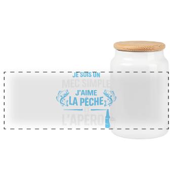 Mec Simple J’Aime La Pêche Et L’ Apéro Humour  - Boîte à biscuits avec couvercle en bois - blanc - Devant